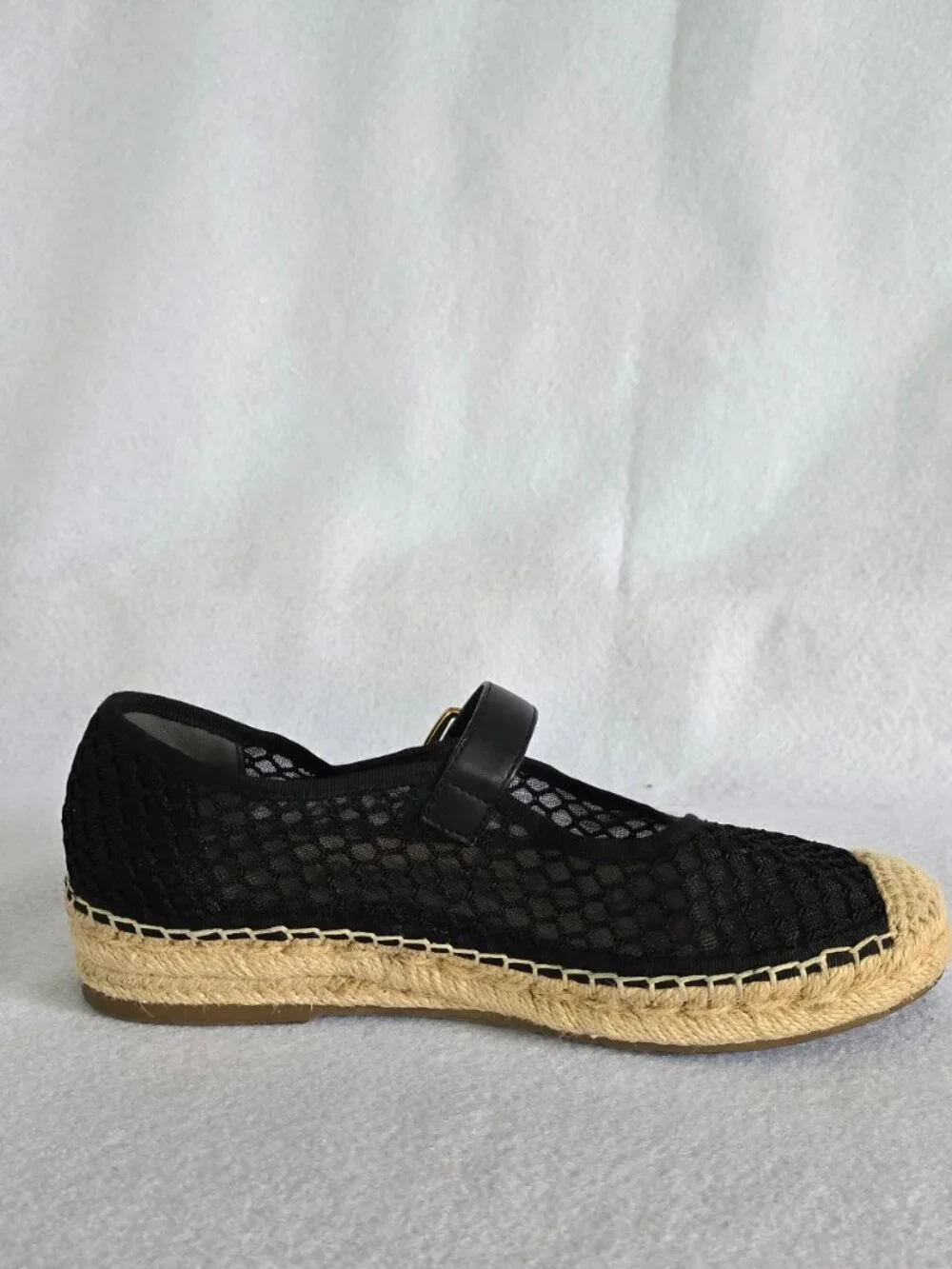 Sam Edelman Black Mesh Espadrille Mary Jane Flats — Size 6 — Good Condition